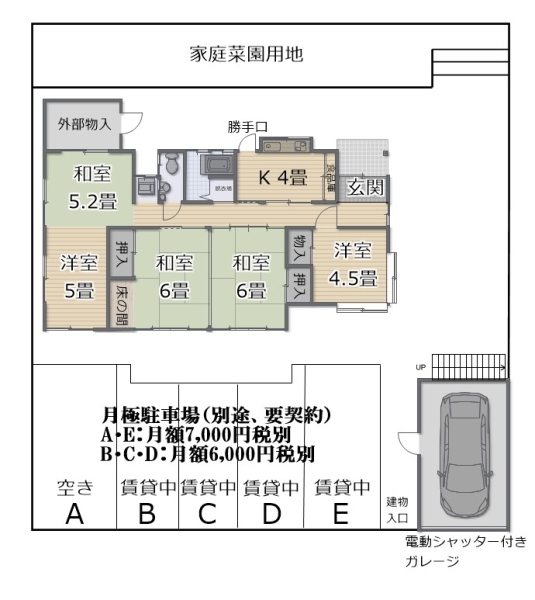 貸家（平家建）一戸建　大阪府河内長野市昭栄町　月額賃料8万円
